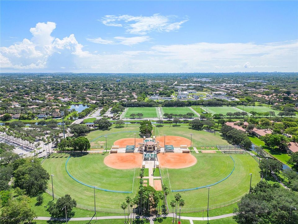 Softball fields at park across the street