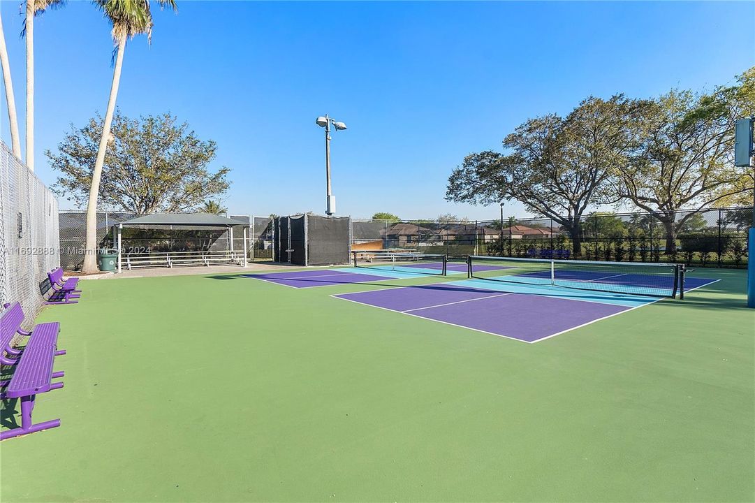 Pickleball court at park across the street