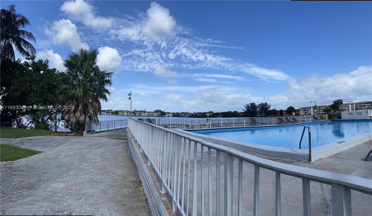 Pools by lake