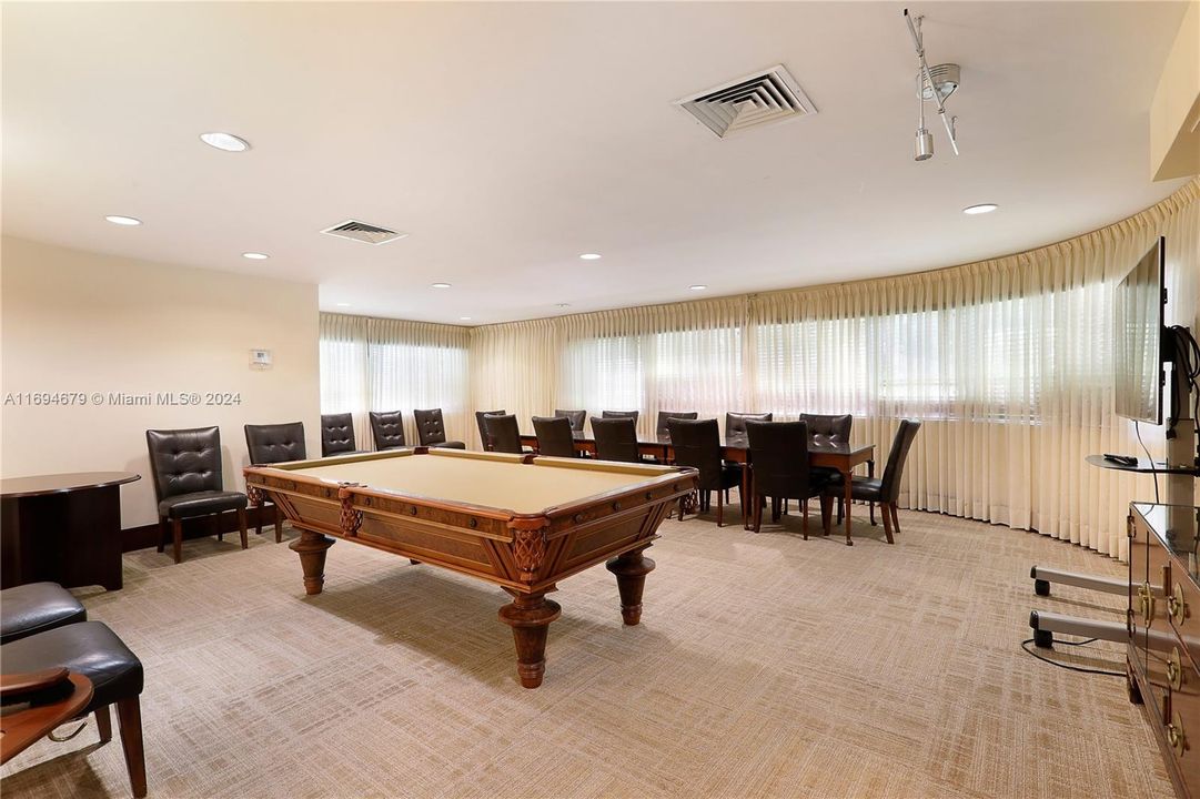 The Oceansound's pool room and conference room areas.