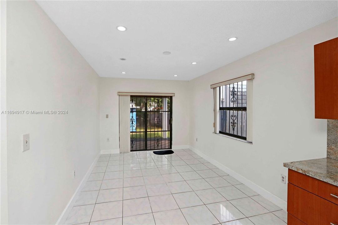 Kitchen facing back exit