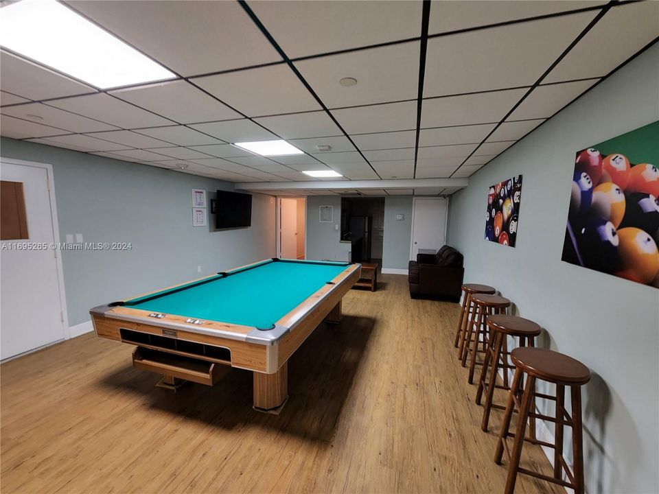 Billiard rooms with TV and fridge