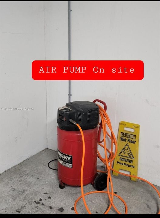 Air pump in the garage which  comes in handy