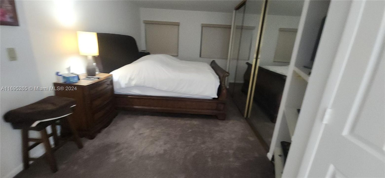 spacious bedroom with king size bed and closets .new carpet