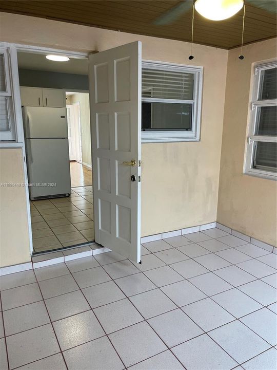 Secure outdoor patio off of kitchen.