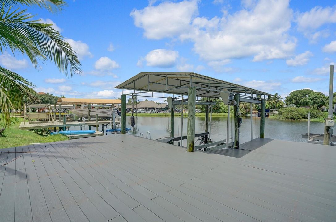 Private Boat Dock with teakwood deck