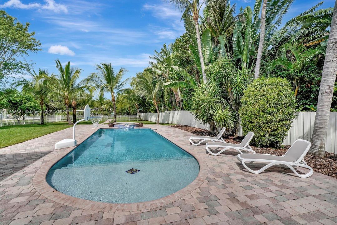 Pool view from house looking toward Lake