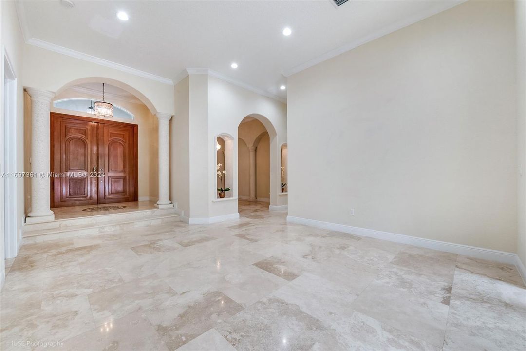 Formal Double Door Entry. Dining Room View from Living Room