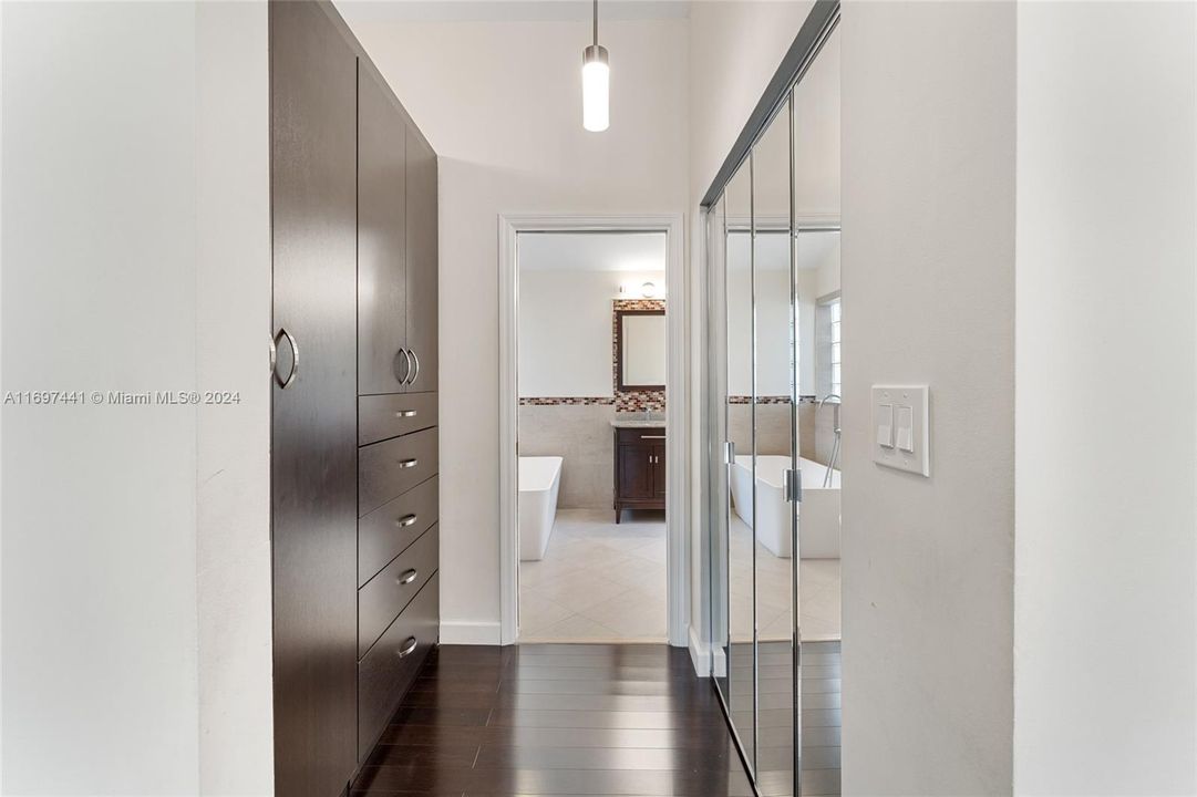 Main bedroom closets hallway