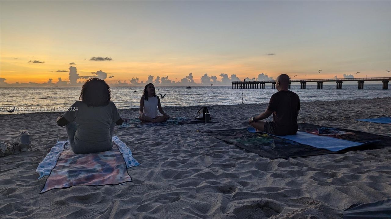 Beach yoga at Sunny Isles Beach