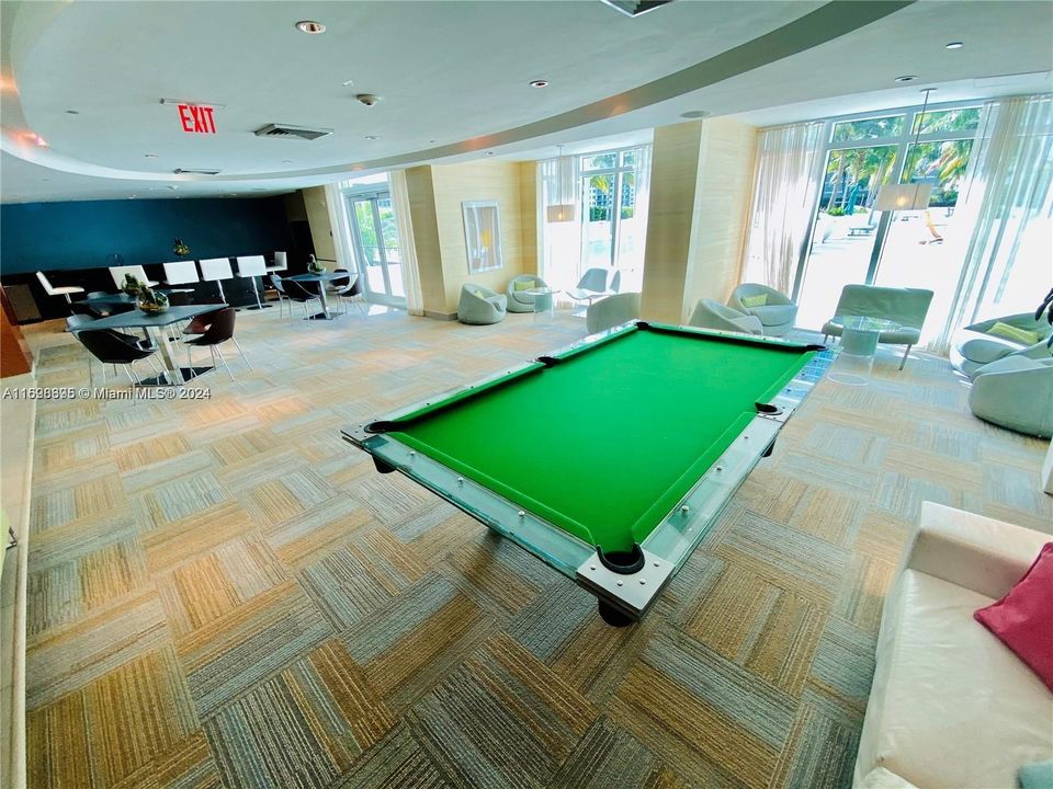 Club room with billiards table