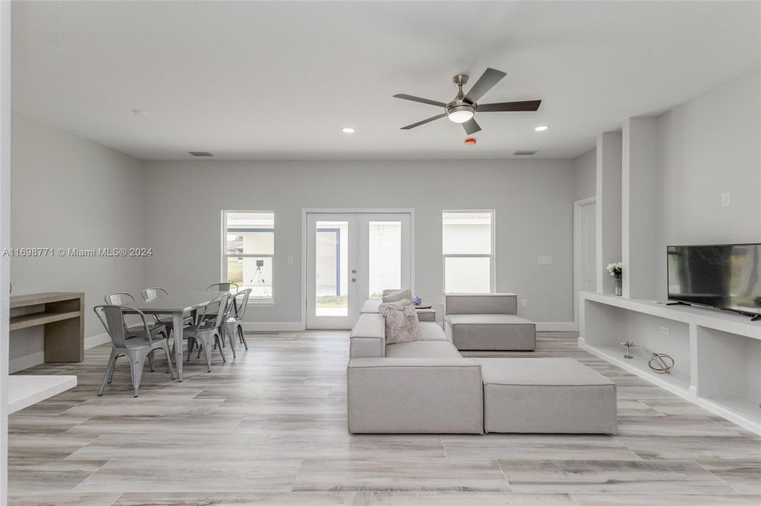 Main House Living Room with Built-in Entertainment Center