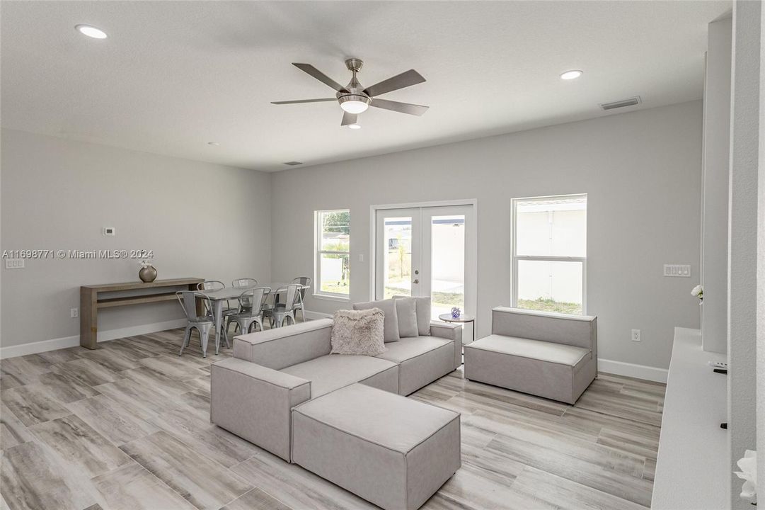 Main House Living Room with Built-In entertainment center,