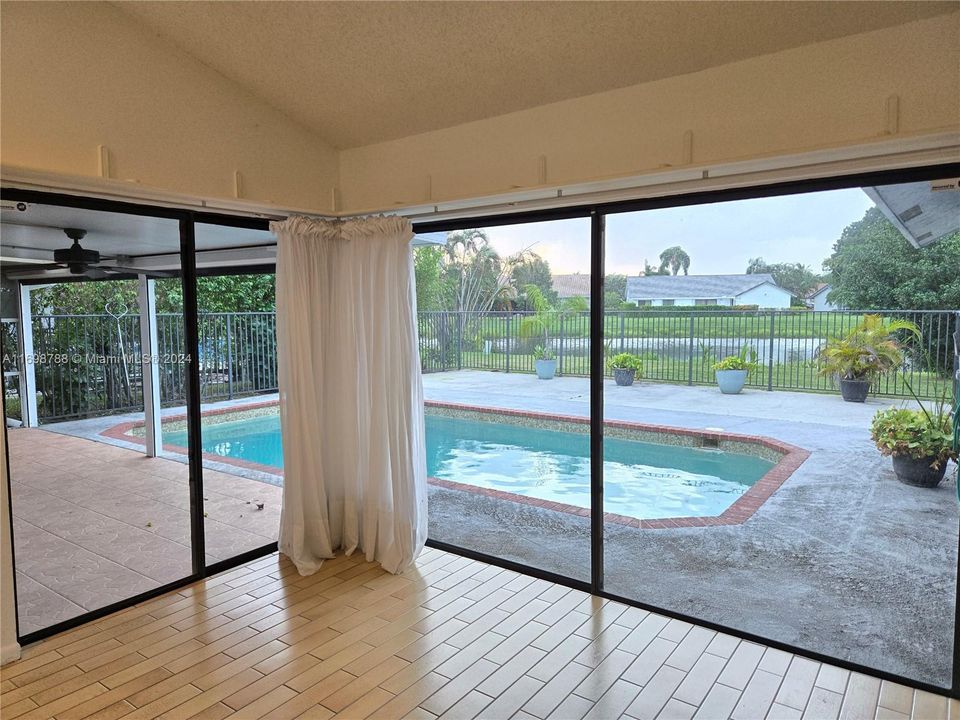 Pool view from kitchen