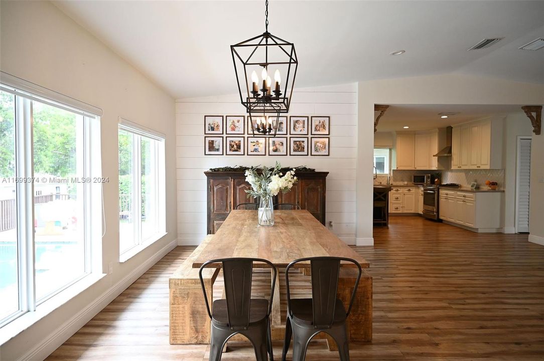 Spacious dining area will accommodate a very large table.