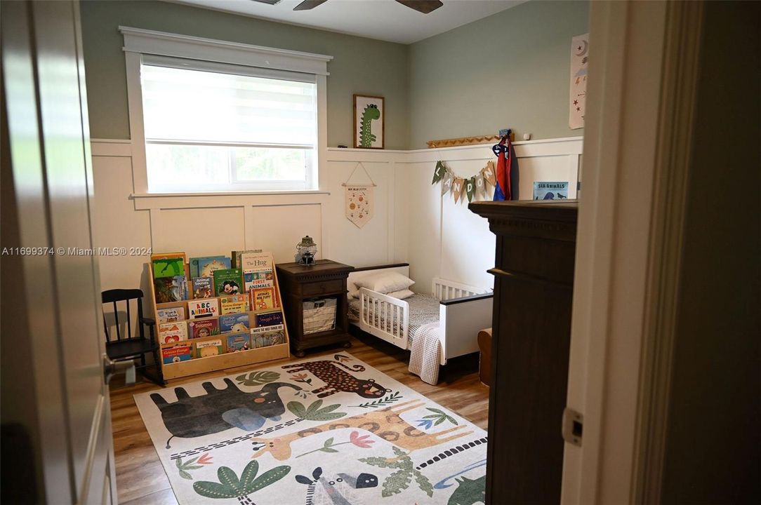 3rd bedroom - custom window casing and wall accents