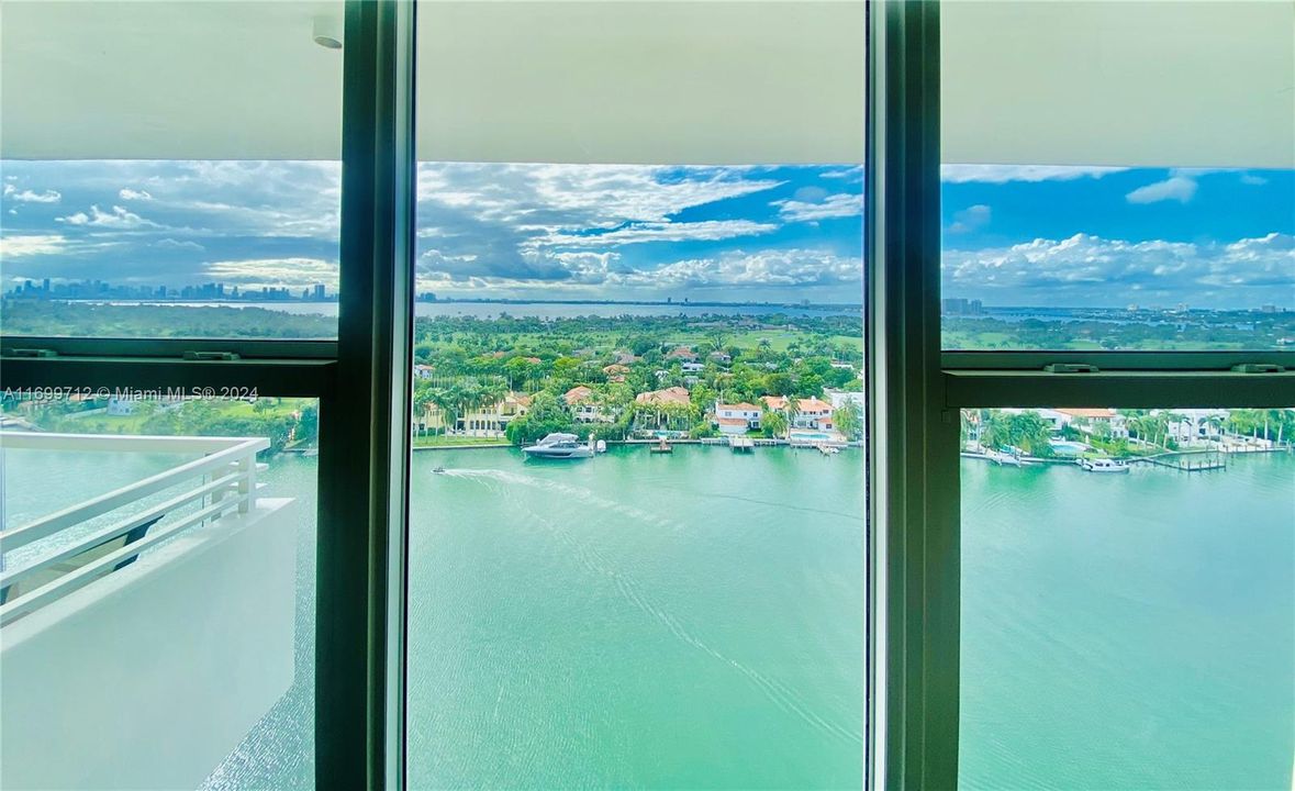 Window facing west in Primary Suite with views of Millionaire’s row & intercostal