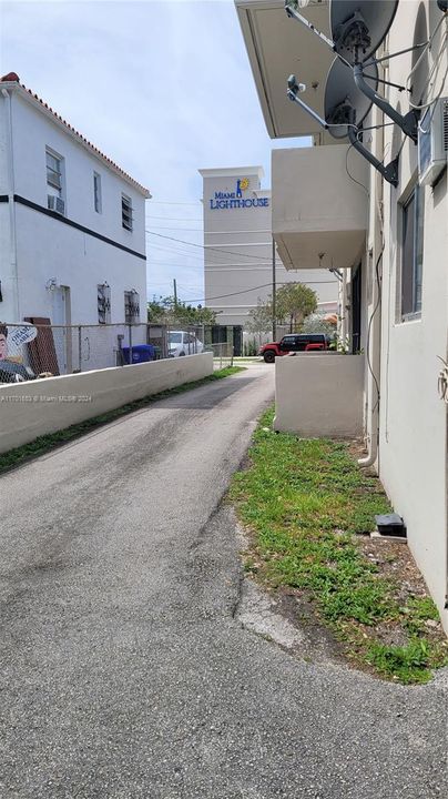 Driveway to residents parking lot