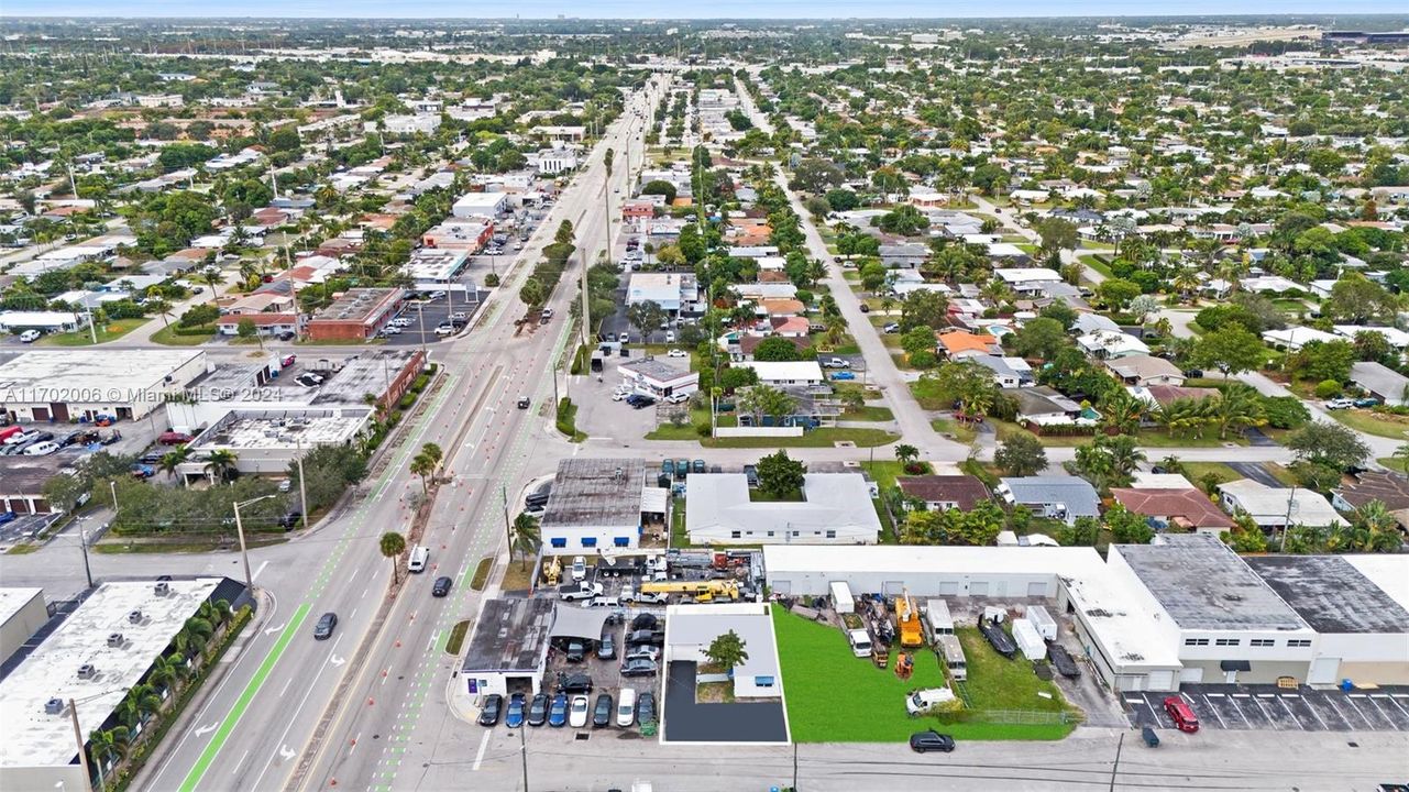 Aerial view facing west