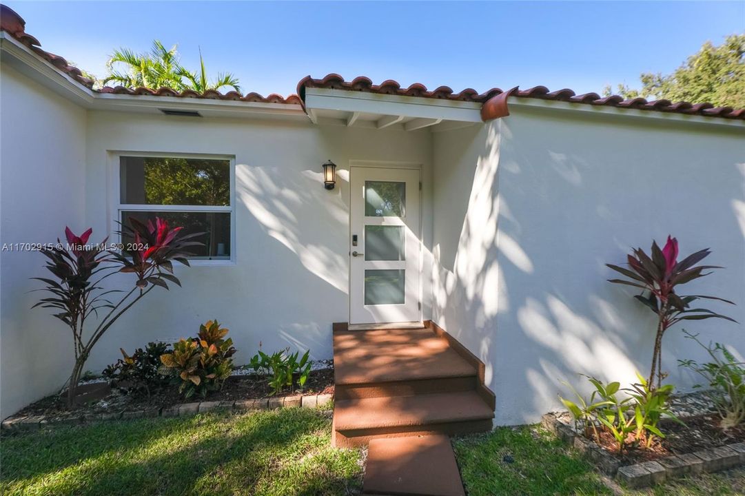 Entry - close up view of home entrance. Impact door and windows