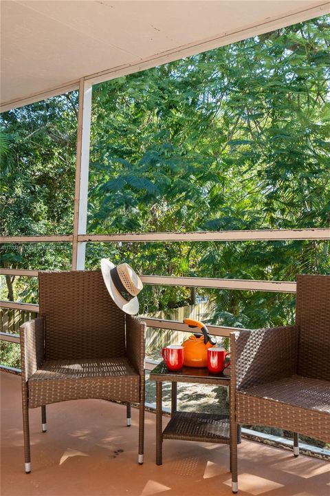 The Veranda enjoys lush views and is the ideal spot to enjoy your morning coffee or tea.