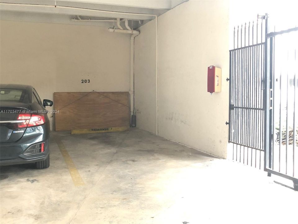 1 private parking assigned, covered, gated access with garage opener