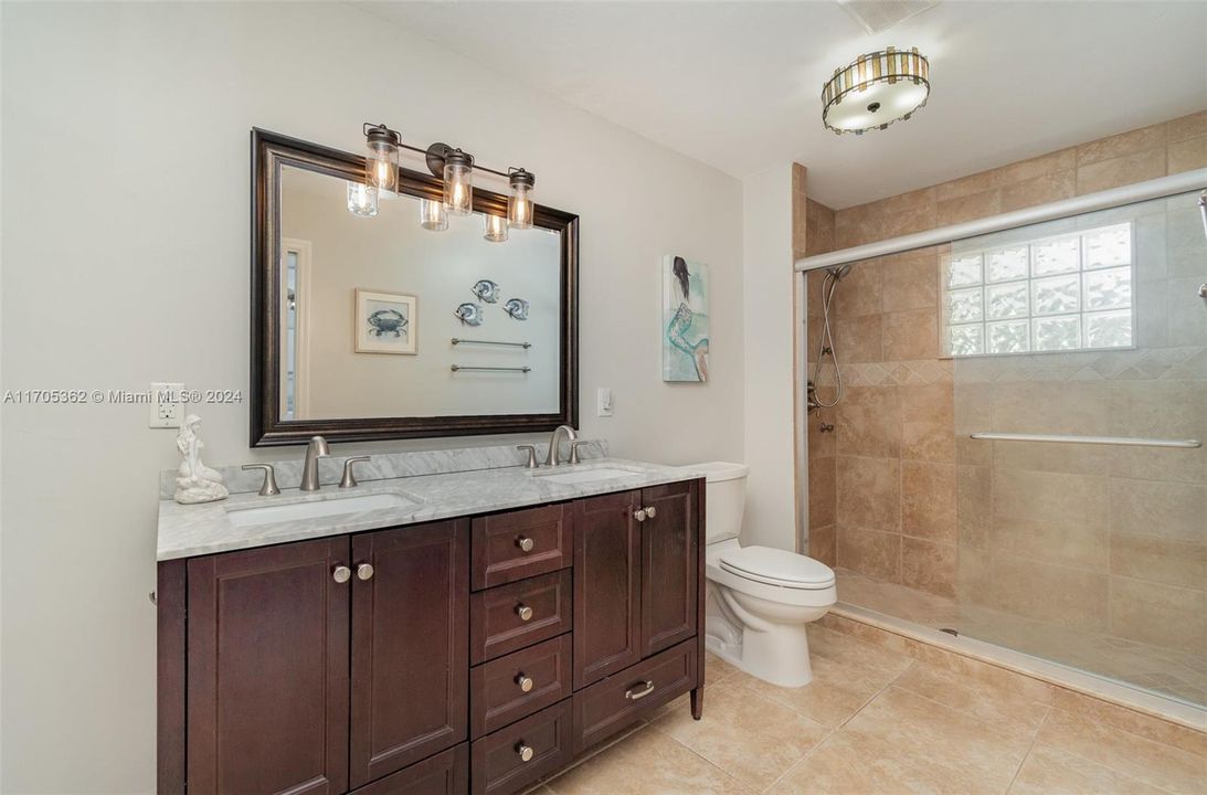 Primary Bath double vanity and shower