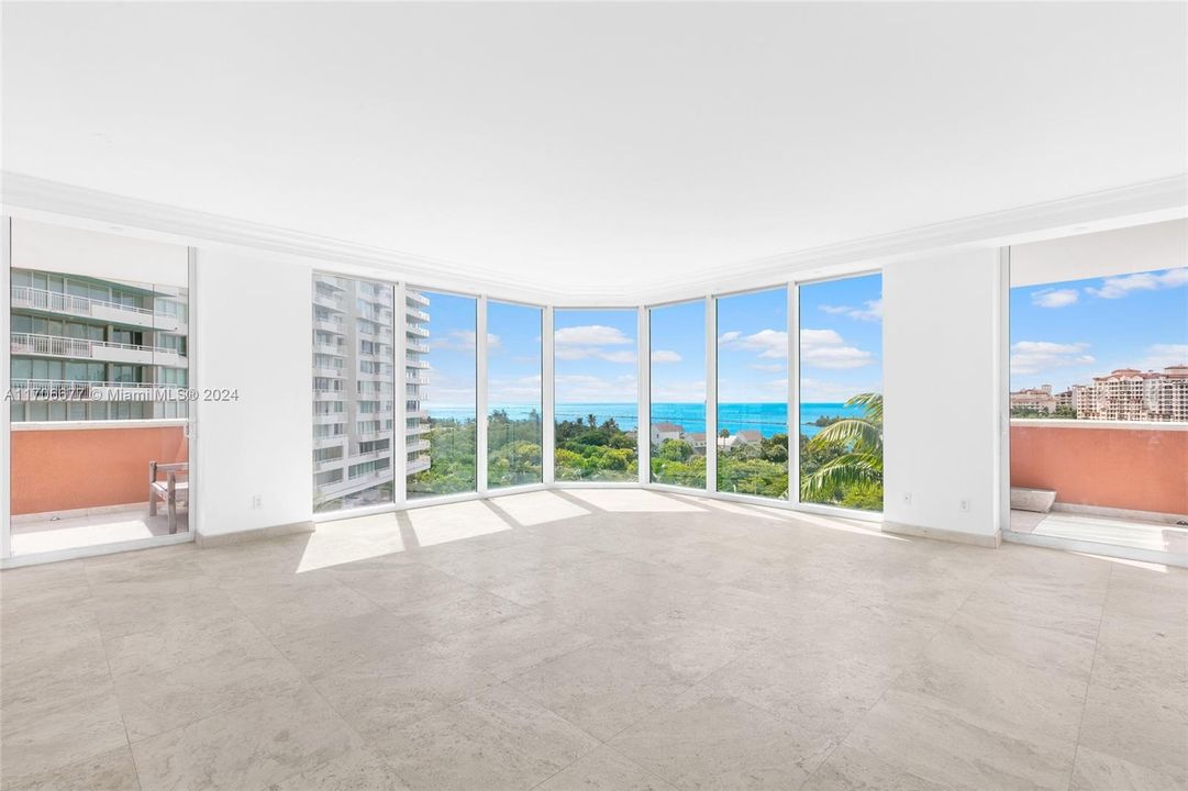 This spacious unit has a large living room, dining room, and media room that all face the bay and Fisher Island. The views are spectacular!