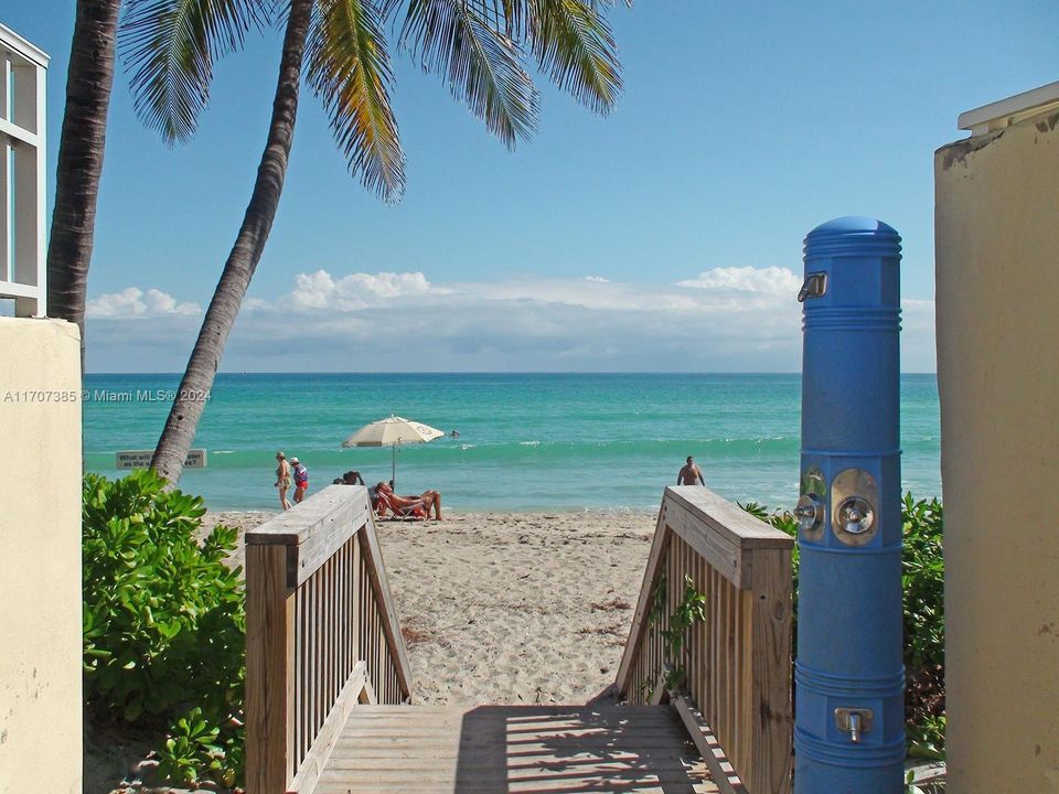 Public beach entrance across the street