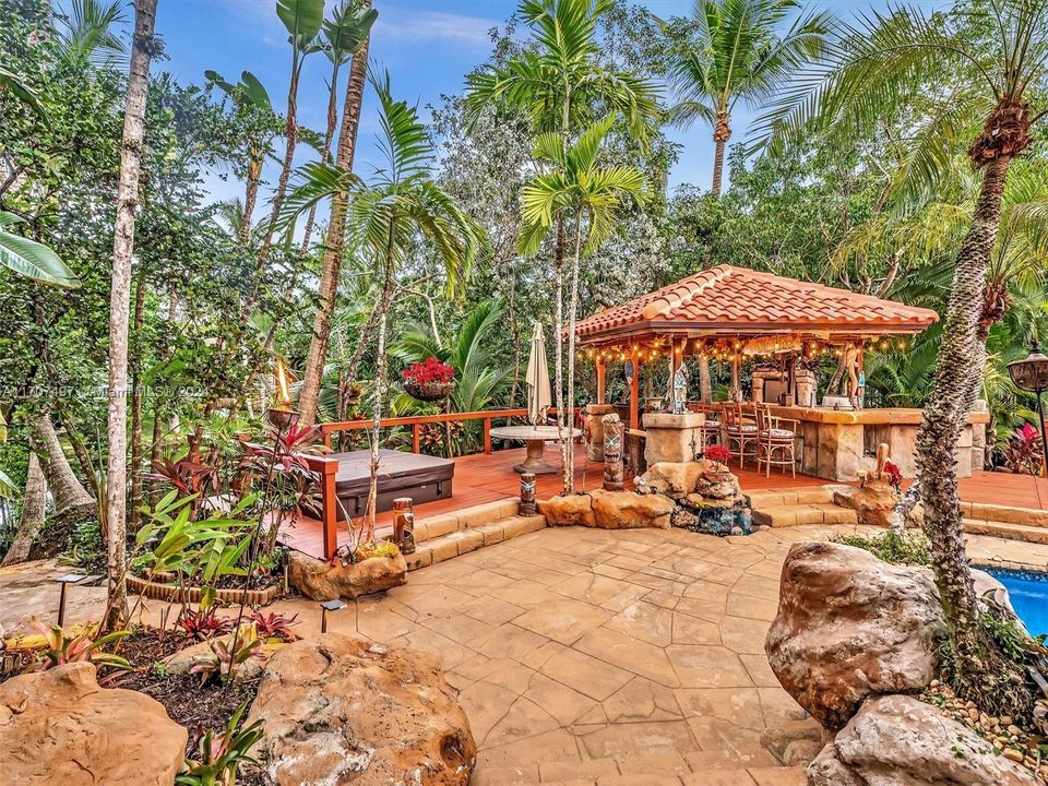 Patio, Tiki Bar and Hot Tub