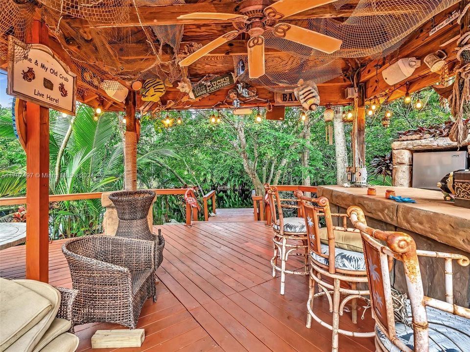 Tiki Bar, Summer Kitchen, Wood Deck and Dock