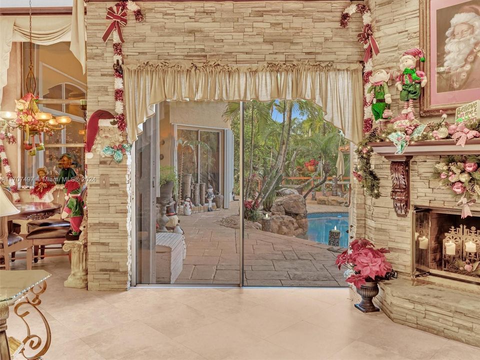 Doors to the covered patio and pool