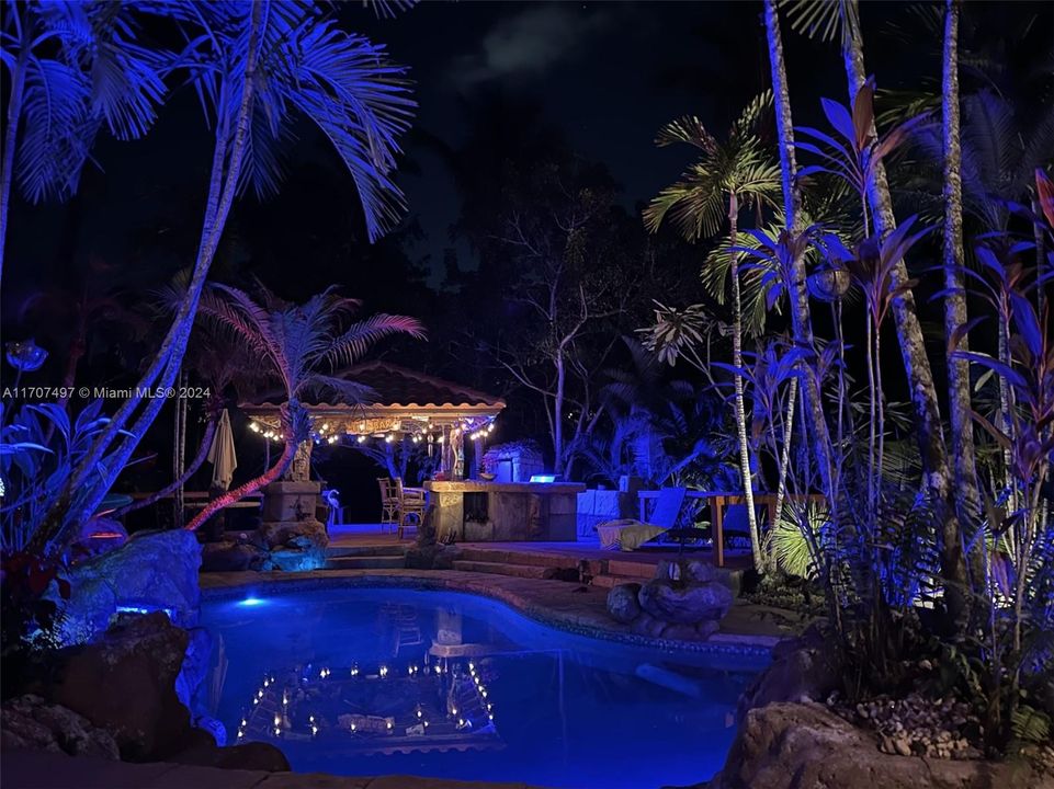 Evening View of the Pool and Tiki Bar