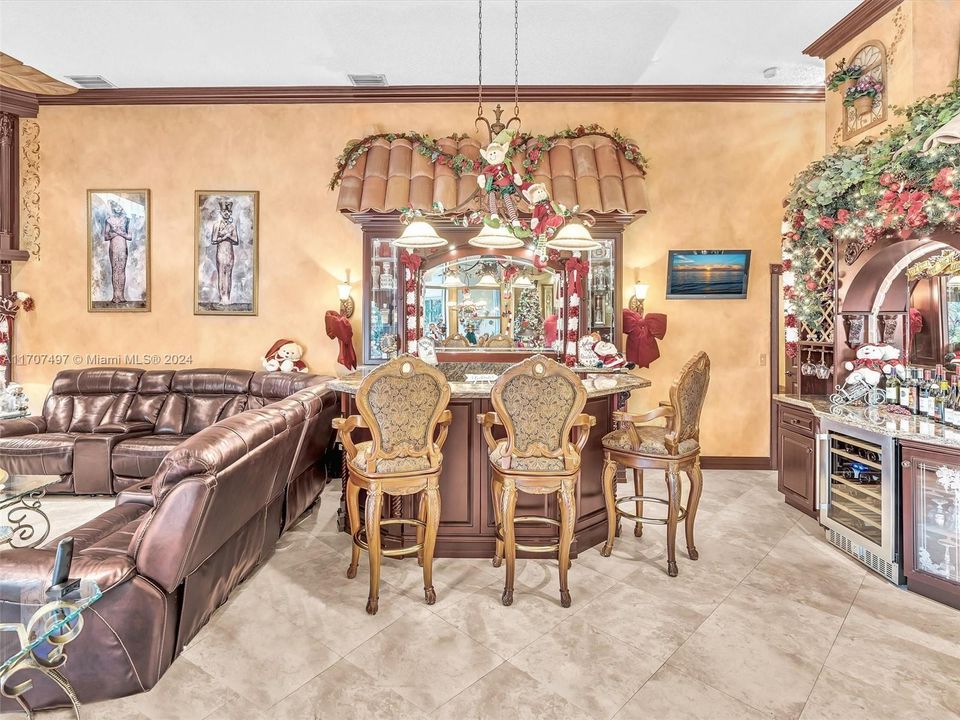 Wet Bar with Built-In Wine Cooler