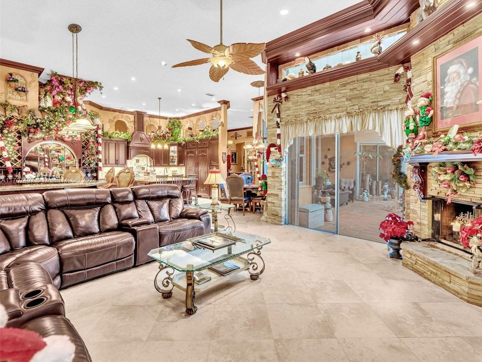 Family Room with Wood Burning Fireplace