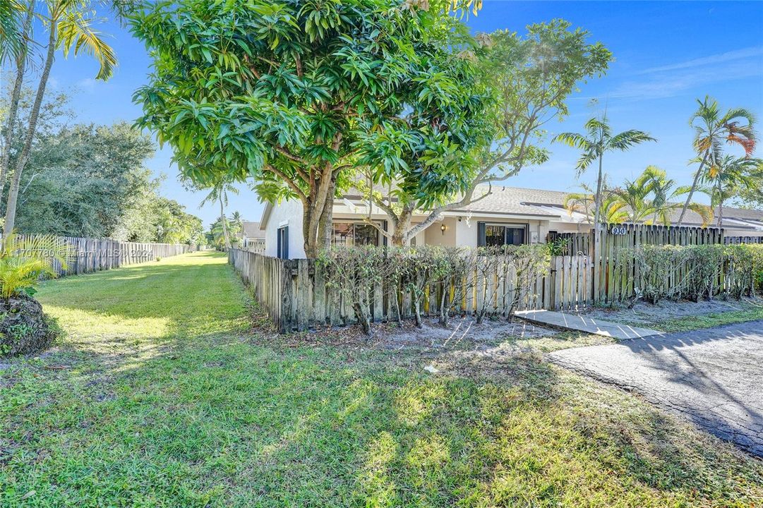 Fenced side yard with no neighbors