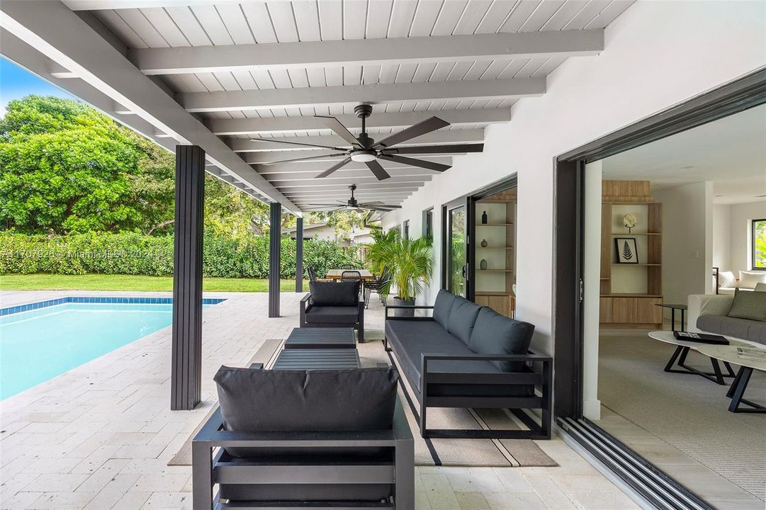 Covered outdoor living room area