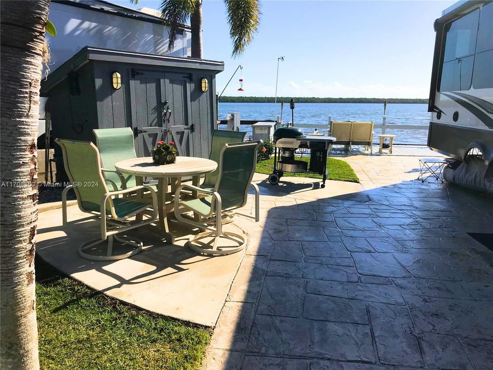 Ample space to grill and entertain. This is the current color of the parking pad