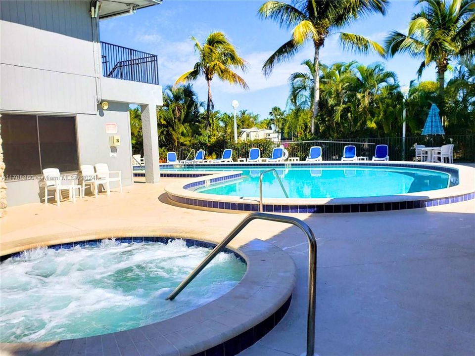 The main clubhouse pool and hot tub