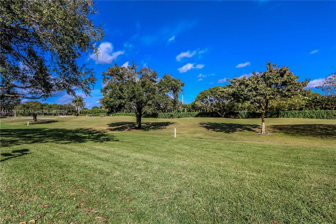 View of golf course from living room