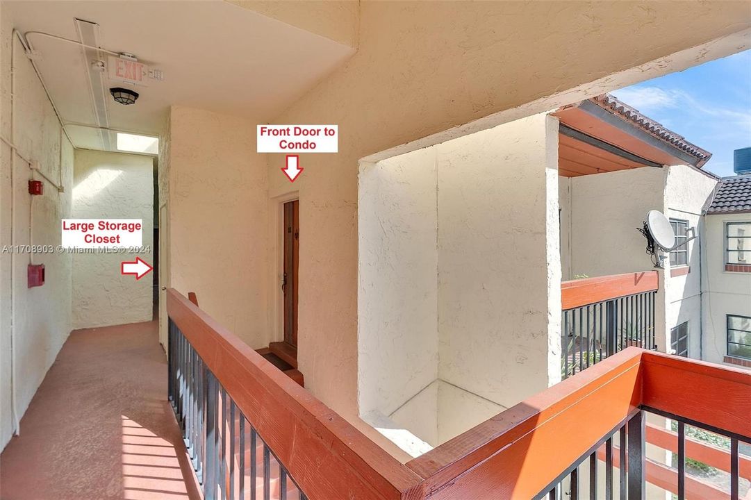 Large storage closet next to front door to the condo