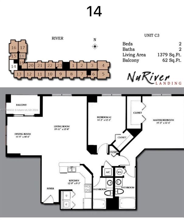 Unit 614 Floor Plan Highlighted "14"