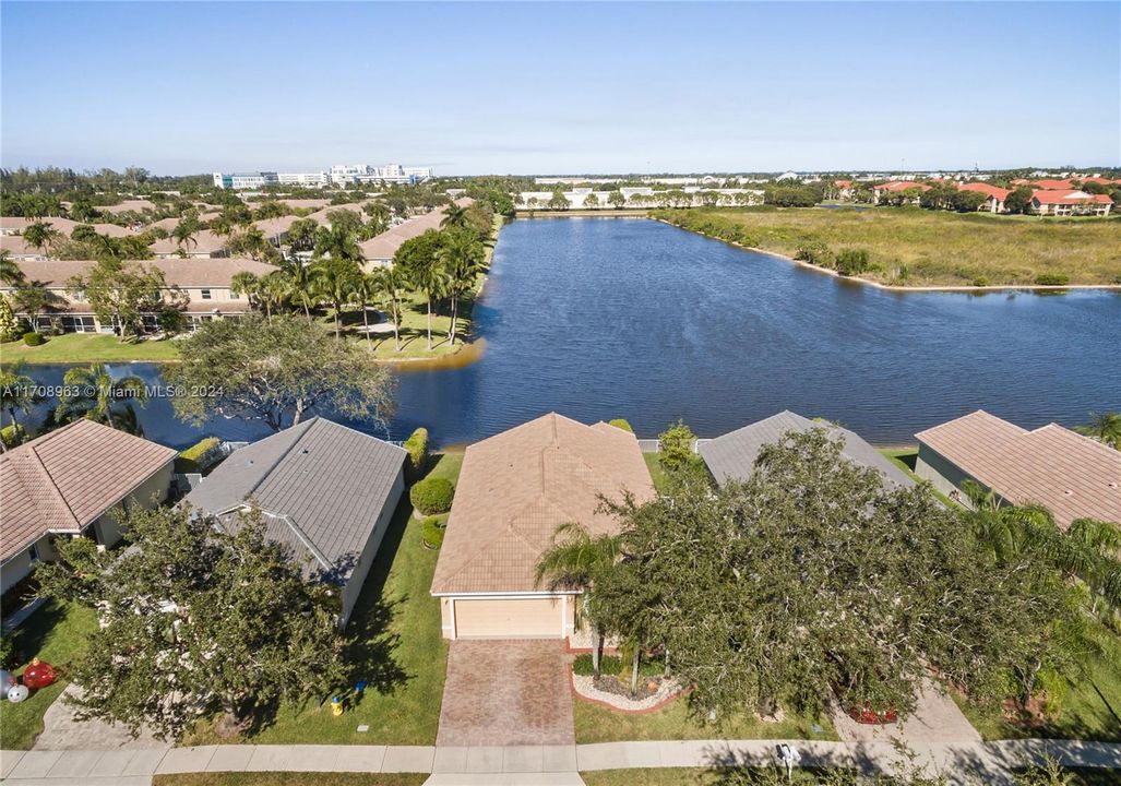 Aerial View of Home on Lake