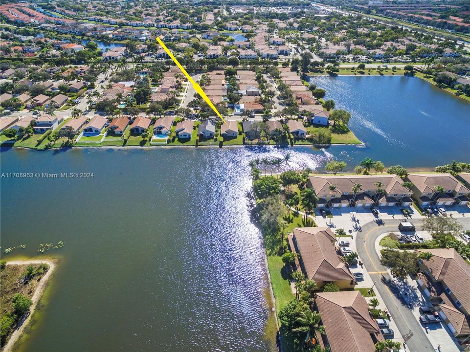 Aerial View of Home on Lake