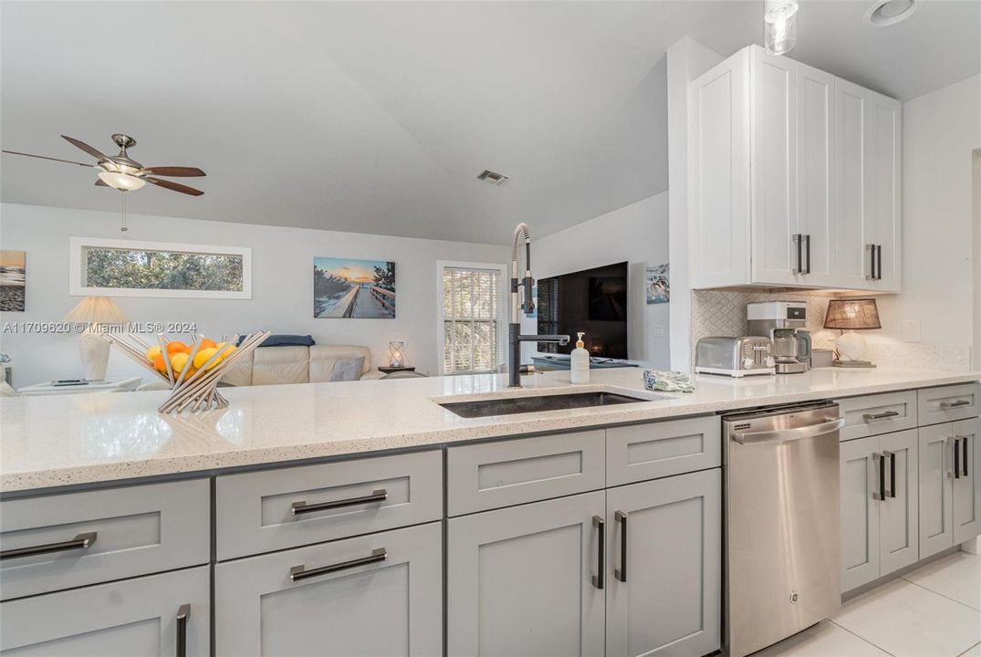 stainless sink and dishwasher