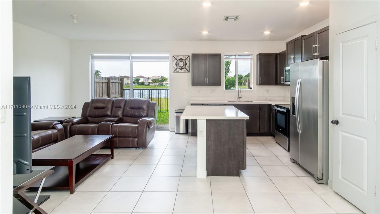 Living room/ kitchen/ water view