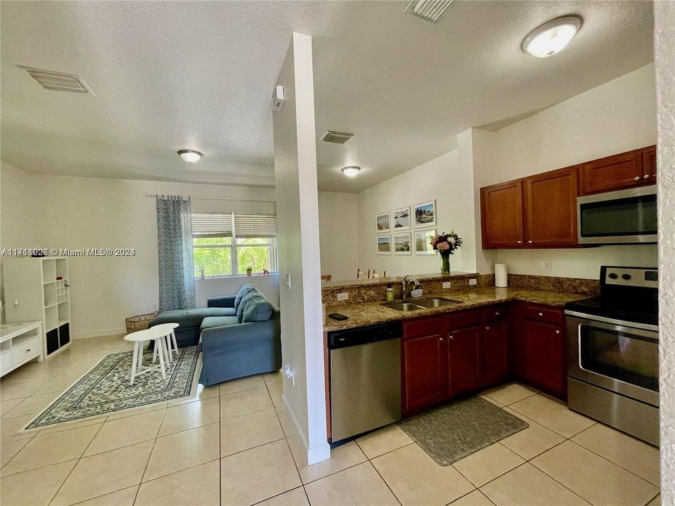 view of kitchen and living room