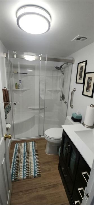 Glass doors can sit in the built shower seat and relax