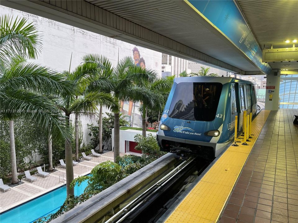 Free MetroMover Platform is next to the building