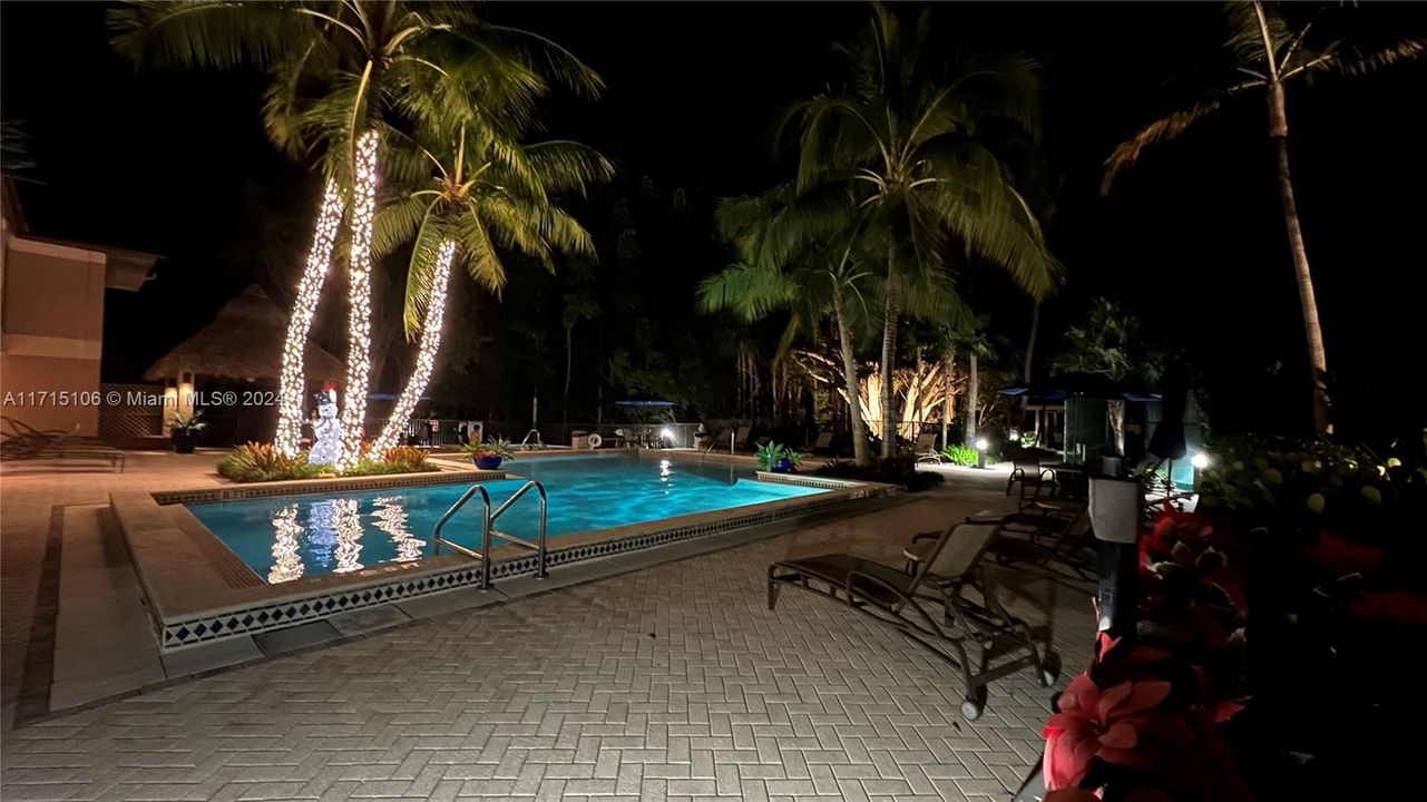 Community Pool at Night - Straight Across the Home